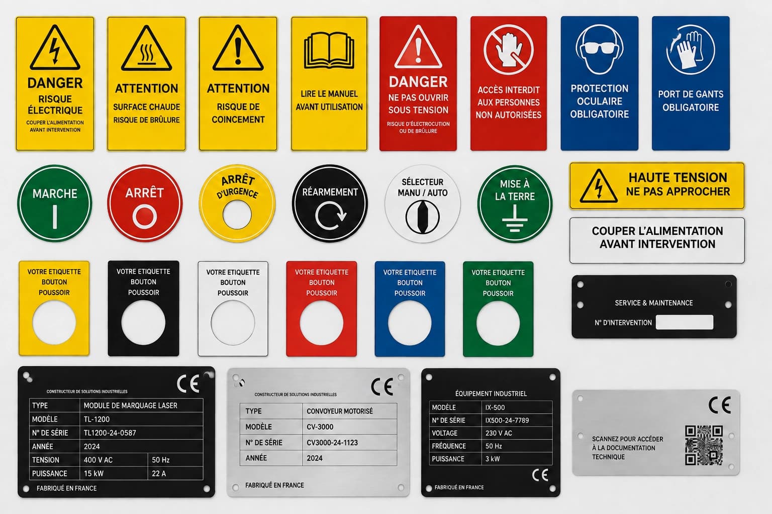 Ensemble de plaques et étiquettes de repérage colorées, sans marquage de fournisseur