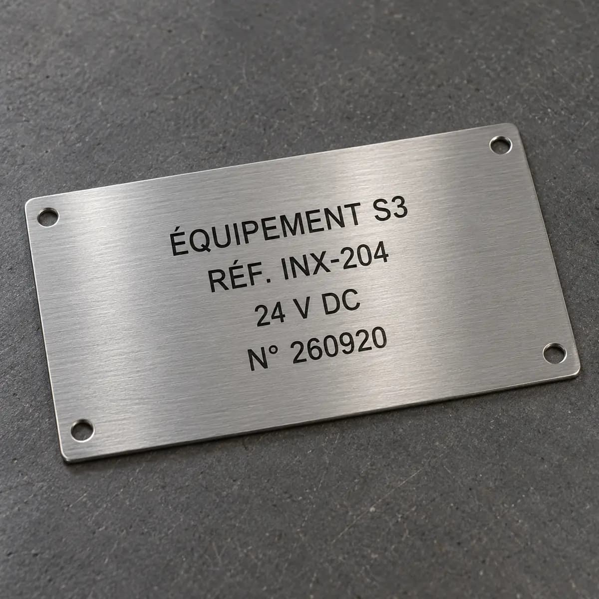 Plaque en inox brossé avec marquage laser noir