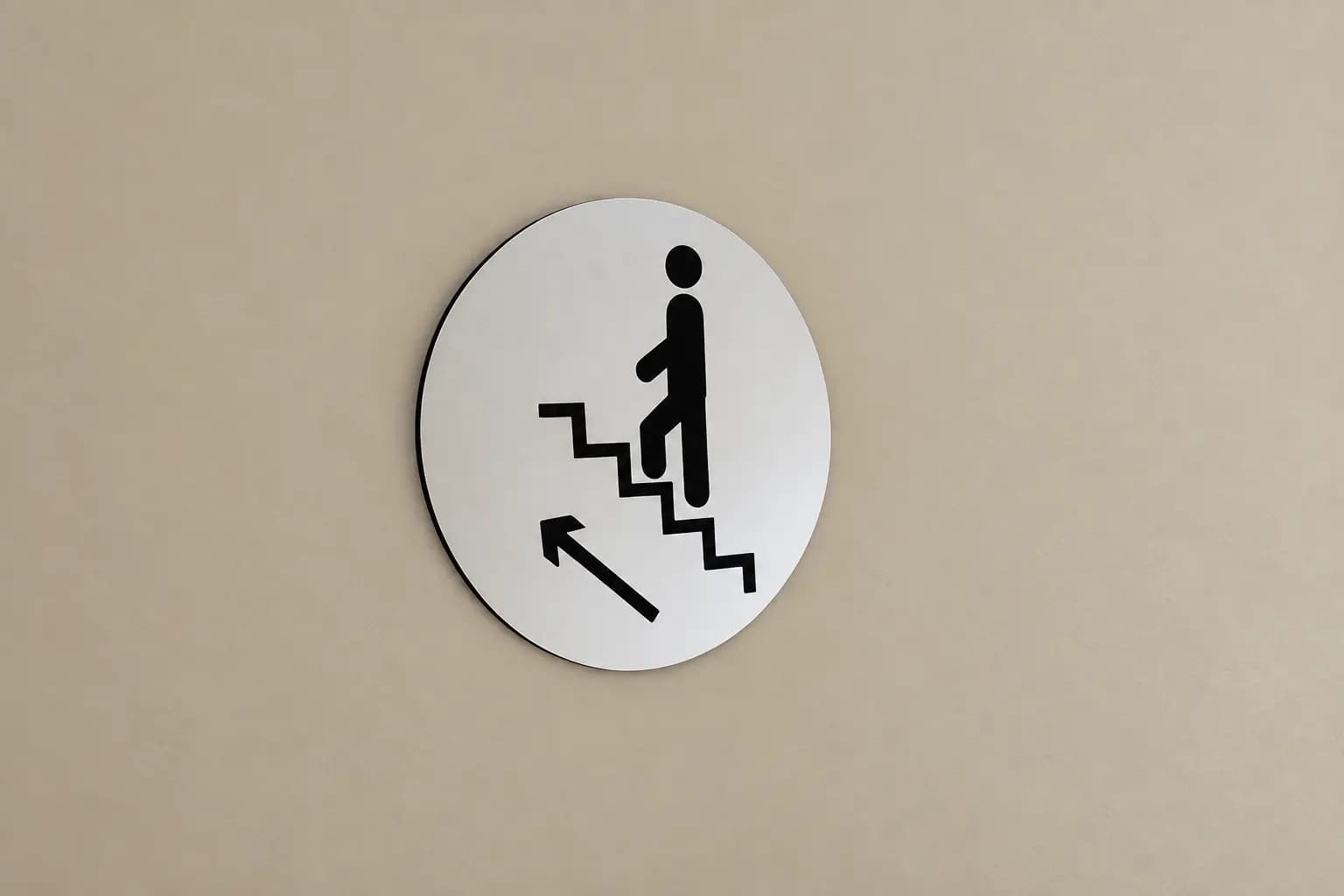 Pictogramme directionnel d’escalier installé dans un bâtiment