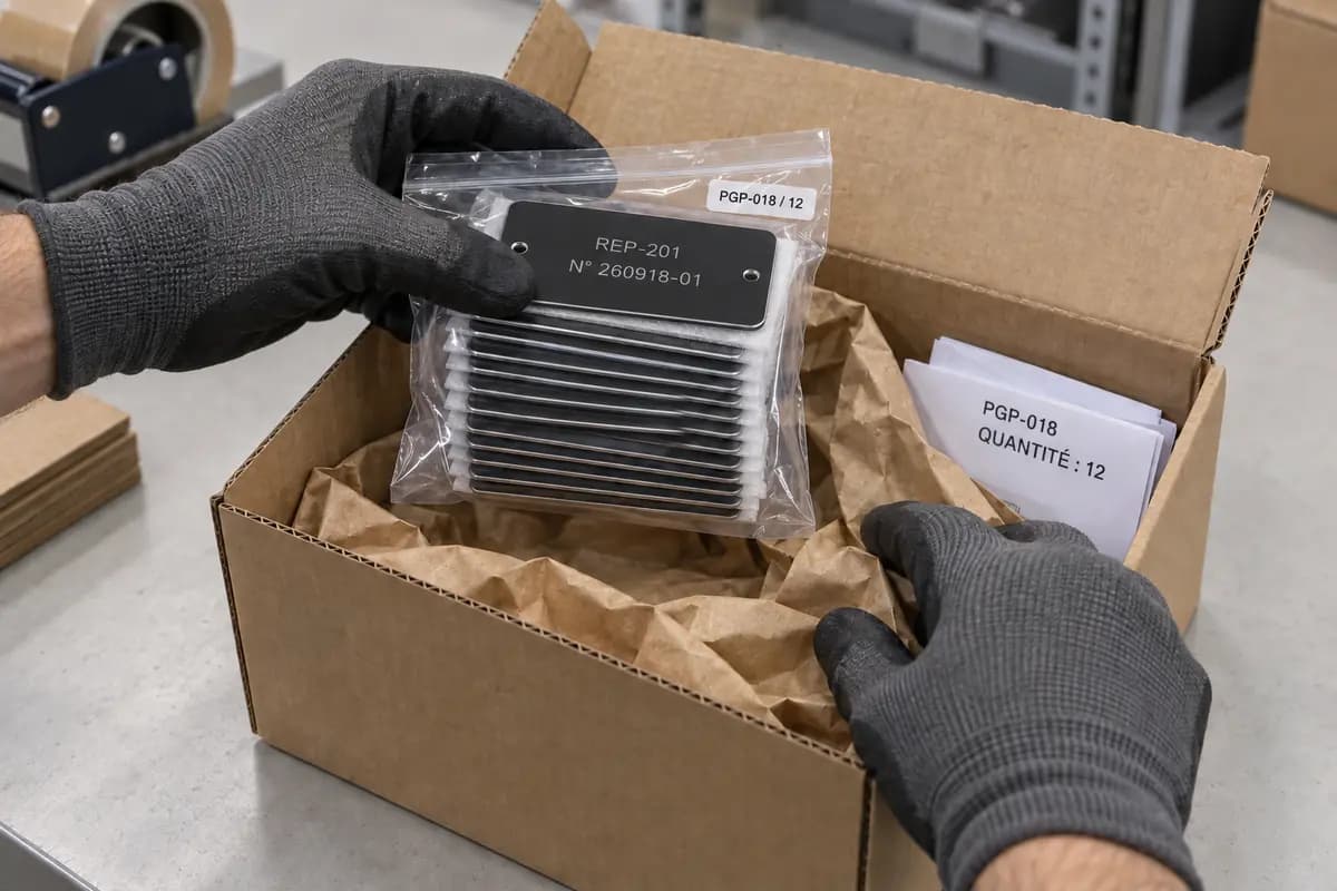 Conditionnement protégé d’un lot de plaques gravées