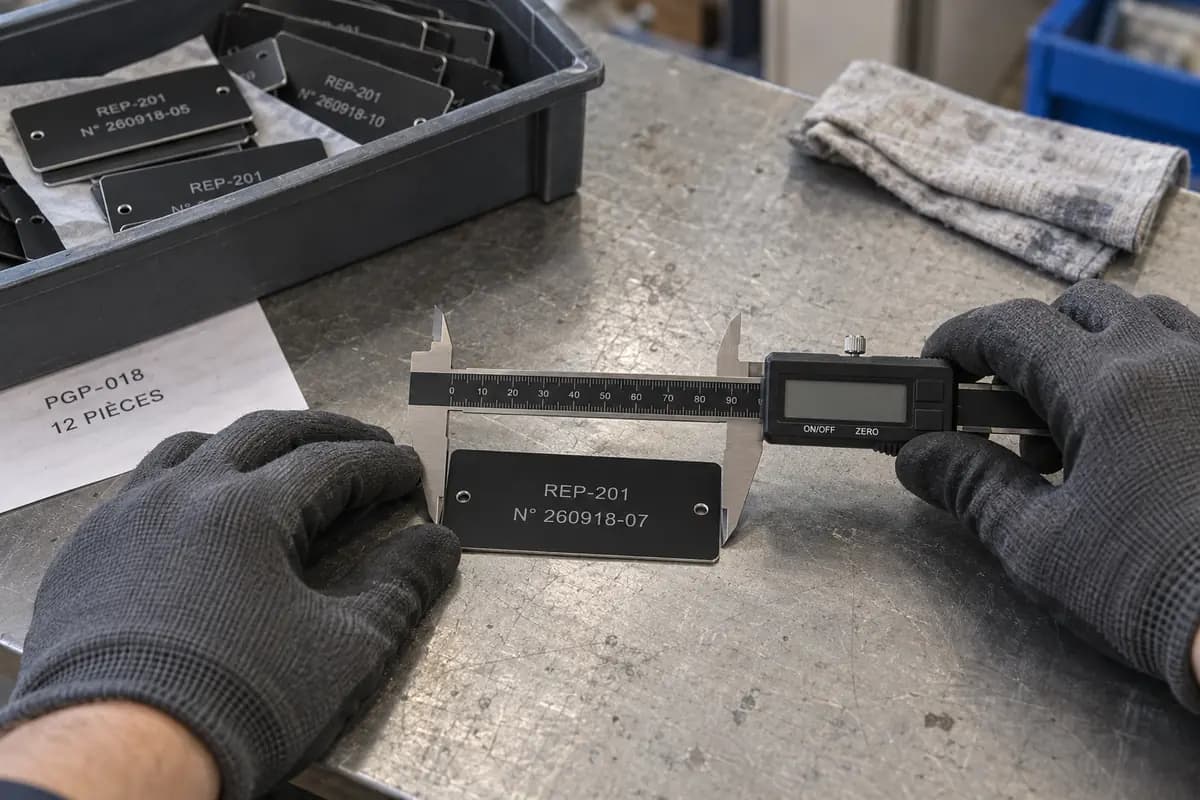 Contrôle dimensionnel d’une plaque gravée après fabrication