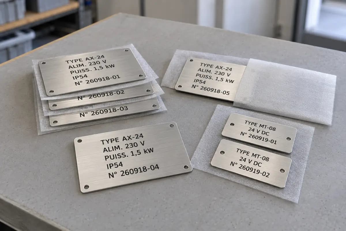 Série de plaques constructeur gravées en aluminium