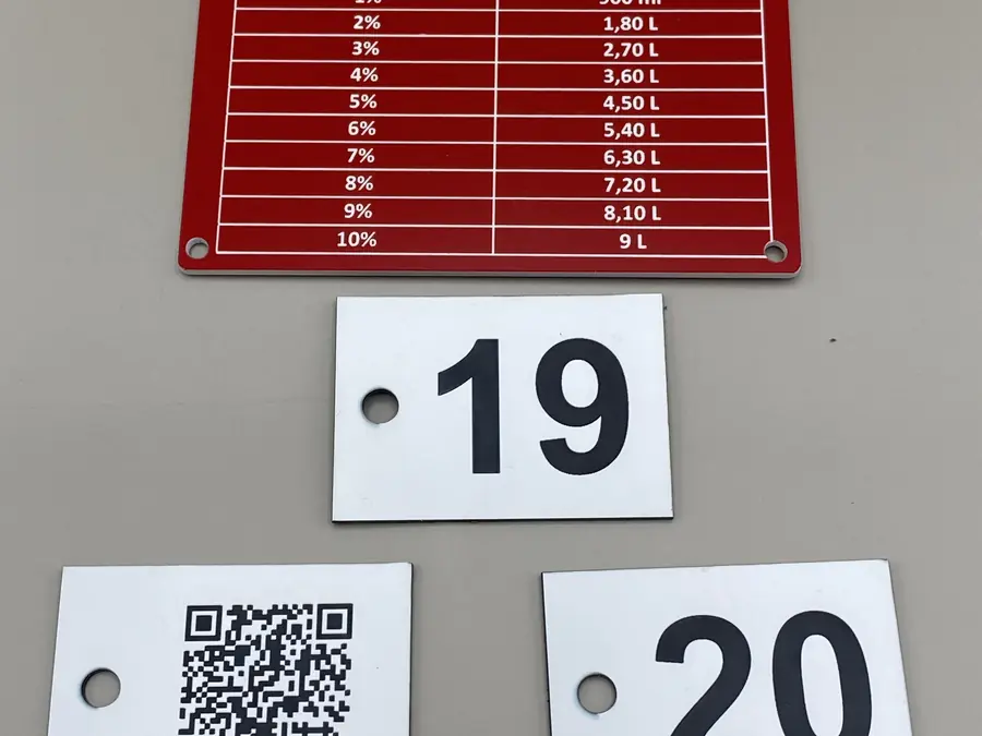 Ensemble de plaques gravées avec numérotation et QR code